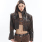 【23s October.】Brown Leather Motorcycle Short Jacket