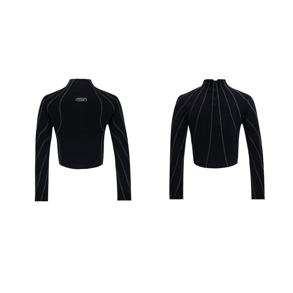 【24s Oct.】Topstitched Metallic Trim Slim-fit Turtleneck Top ArtsKoreanMan