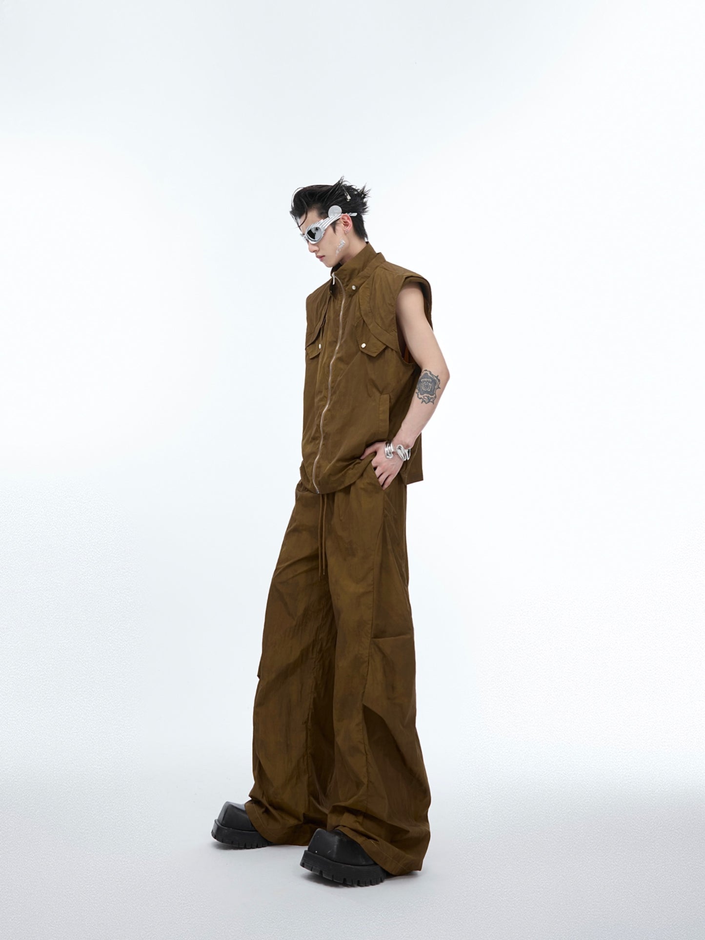 【24s June.】Wasteland Style Sleeveless Vest + Loose Pants Set