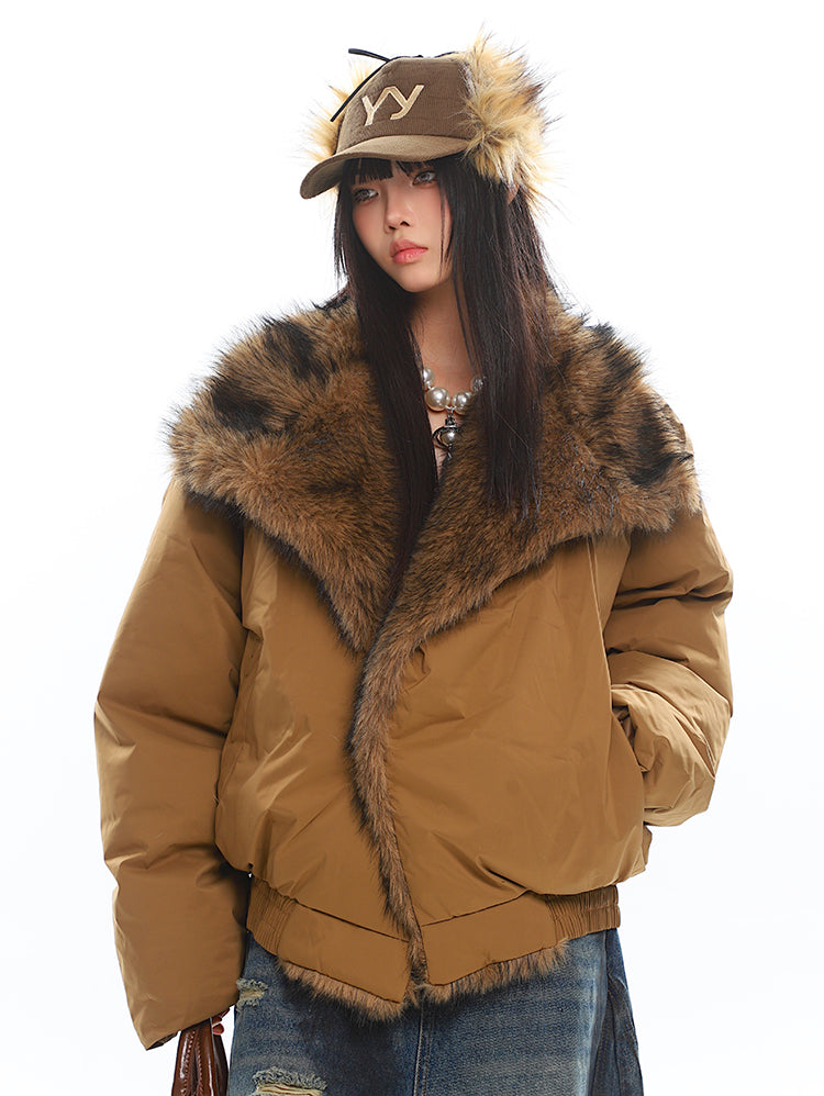 【24s Dec.】Retro Thickened Large Fur Collar Cotton Coat ArtsKoreanMan