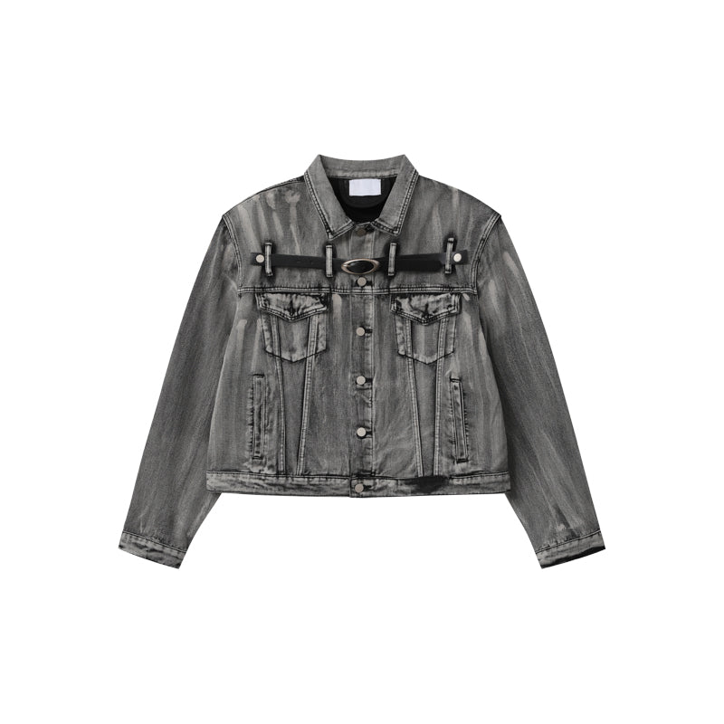 【24s Aug.】Heavy Distressed Belt-decorated Denim Suit ArtsKoreanMan