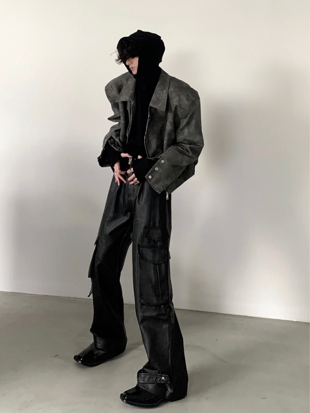 【23s November.】Tie-dye American Vintage Leather Jacket ArtsKoreanMan