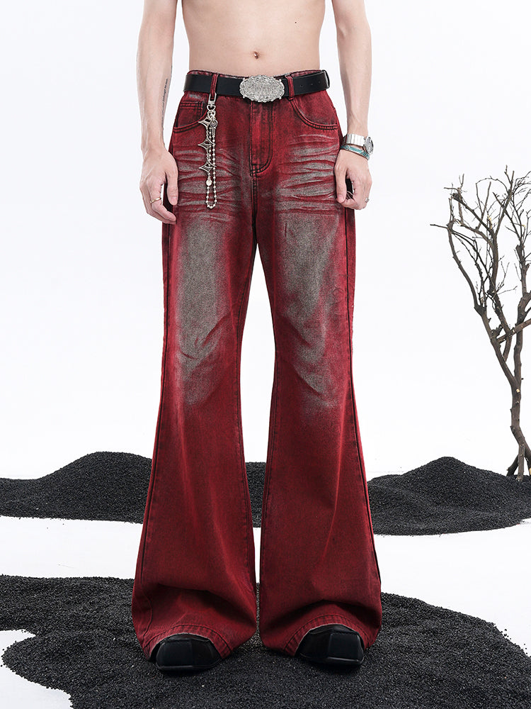Red Flared American High Street Jeans