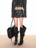 【24s Oct.】Hot Girl Fake Two Piece Hip-wrapped Leather Skirt ArtsKoreanMan
