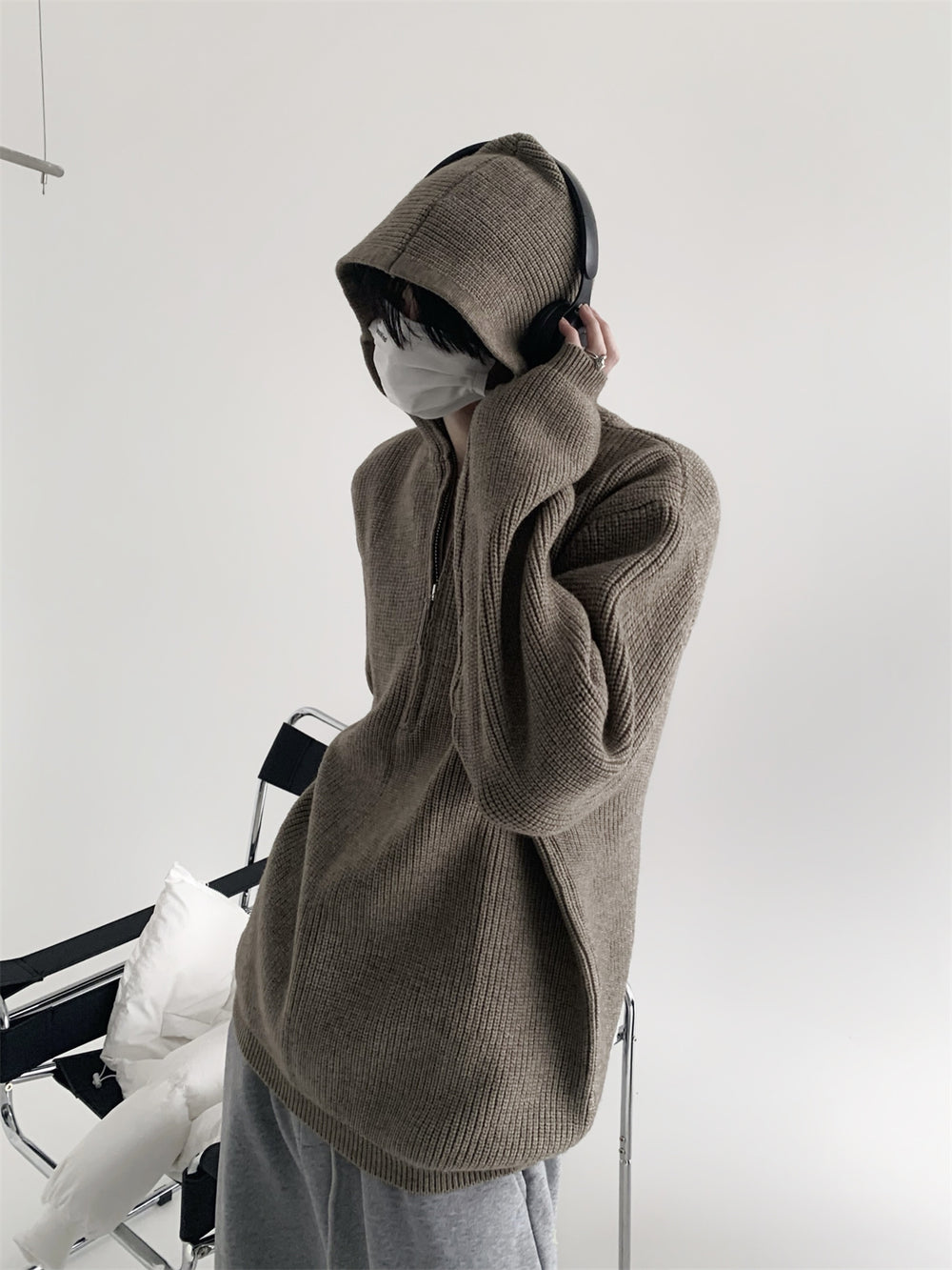 【23s November.】Half-zip Hooded Knitted Sweater ArtsKoreanMan