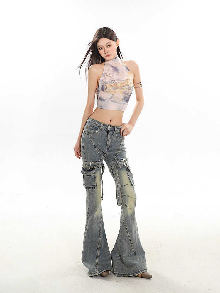【24s February.】Retro Hot Girl Belt Buckle Jeans