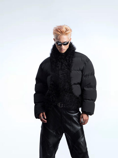 【25s Feb.】Fur Collar Stitching High-end Short Cotton Jacket