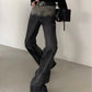 【23s November.】Washed Black and Gray Straight-leg Jeans