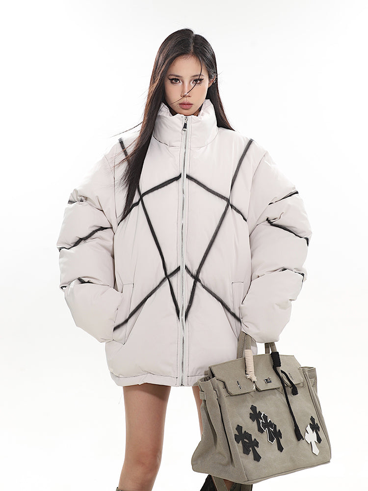【23s December.】Line Gradient Design Stand Collar Cotton Jacket