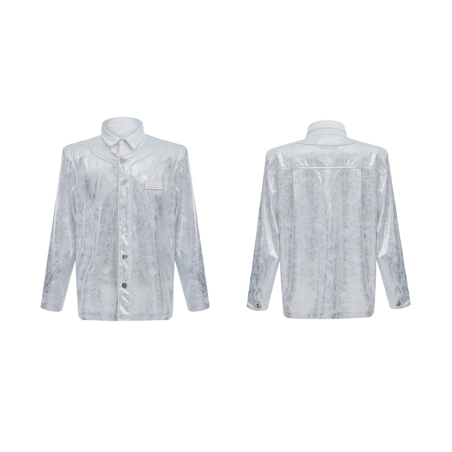 【24s Oct.】Liquid Texture Shiny Shoulder Pad Elegant Shirt