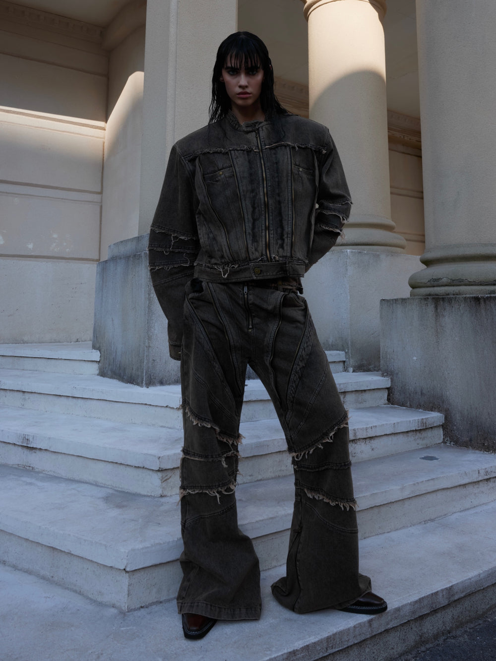 【24s Sep.】Metal Tassel Distressed Washed Denim Suit ArtsKoreanMan