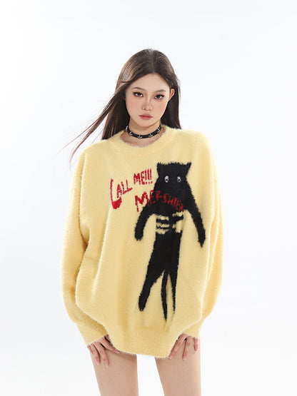 【23s September.】Loose Knitted Cat Sweater