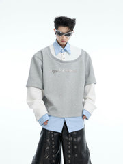 【25s Mar.】Niche Heavyweight Mock Three-piece Contrast Color Stitching Sweatshirt