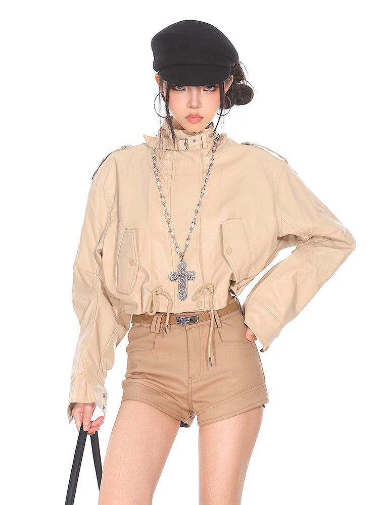 【24s Nov.】Khaki Short Biker Jacket ArtsKoreanMan