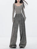 【24s Sep.】High Waist Grey Wide Leg Jeans ArtsKoreanMan