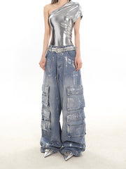 【24s February.】Spray-painted Multi-pocket Cargo Jeans ArtsKoreanMan