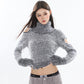【23s October.】Hollow Off-shoulder Turtleneck Knitted Sweater