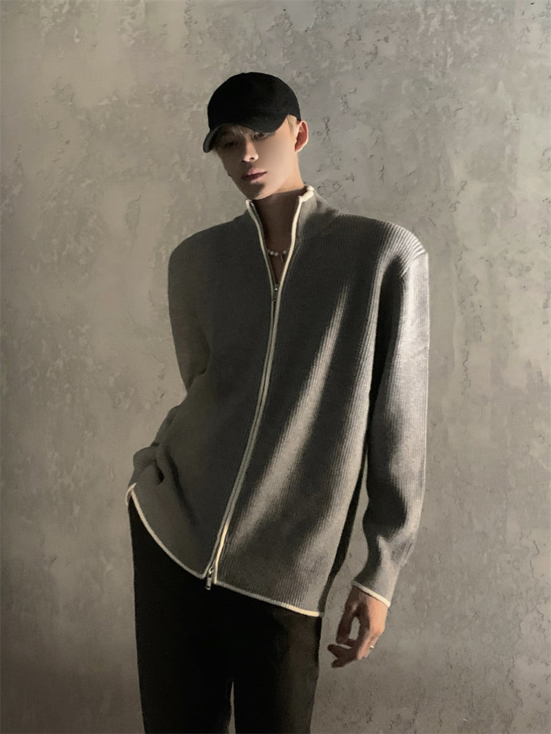 【24s Nov.】Dual-Zip Colorblock Knit Cardigan