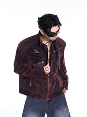 【24s Nov.】Niche Design Flocked Zip-up Denim Jacket ArtsKoreanMan