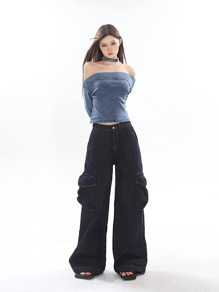 【23s September.】Vintage Denim Off Shoulder Shirt ArtsKoreanMan