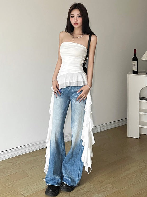 【24s May.】Ruffled Patchwork Bodycon Bandeau Top ArtsKoreanMan