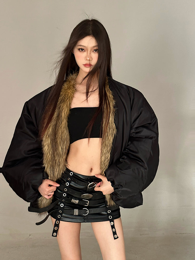 【23s November.】Black Patchwork Fur Jacket ArtsKoreanMan