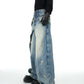 【25s Feb.】Washed Blue Jeans, Folded and Damaged Casual Pants