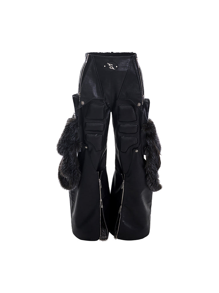 【24s Dec.】Removable Fur Patchwork PU Leather Pants ArtsKoreanMan