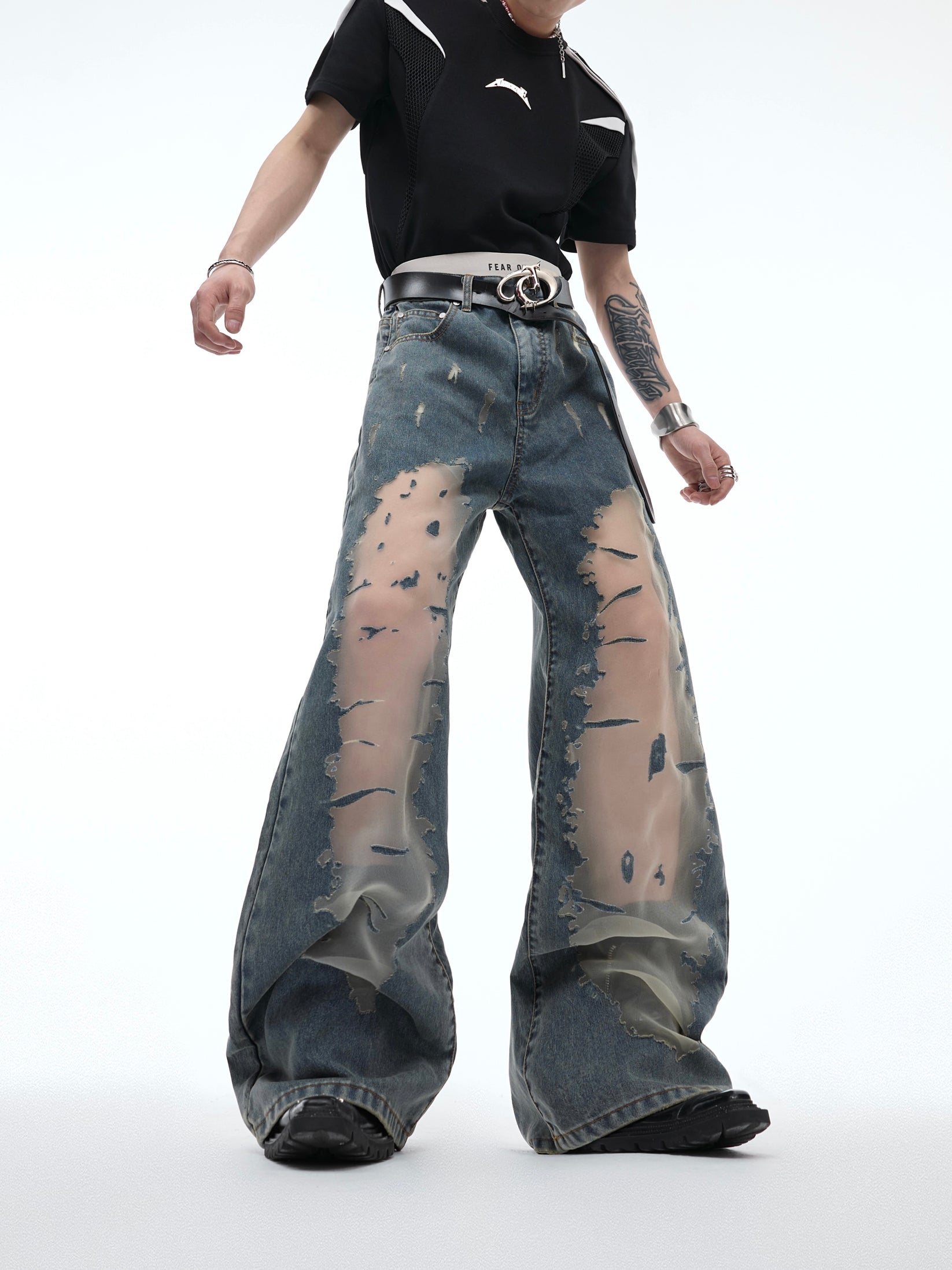 Mesh Hollow Retro Gradient Jeans – ArtsKoreanMan