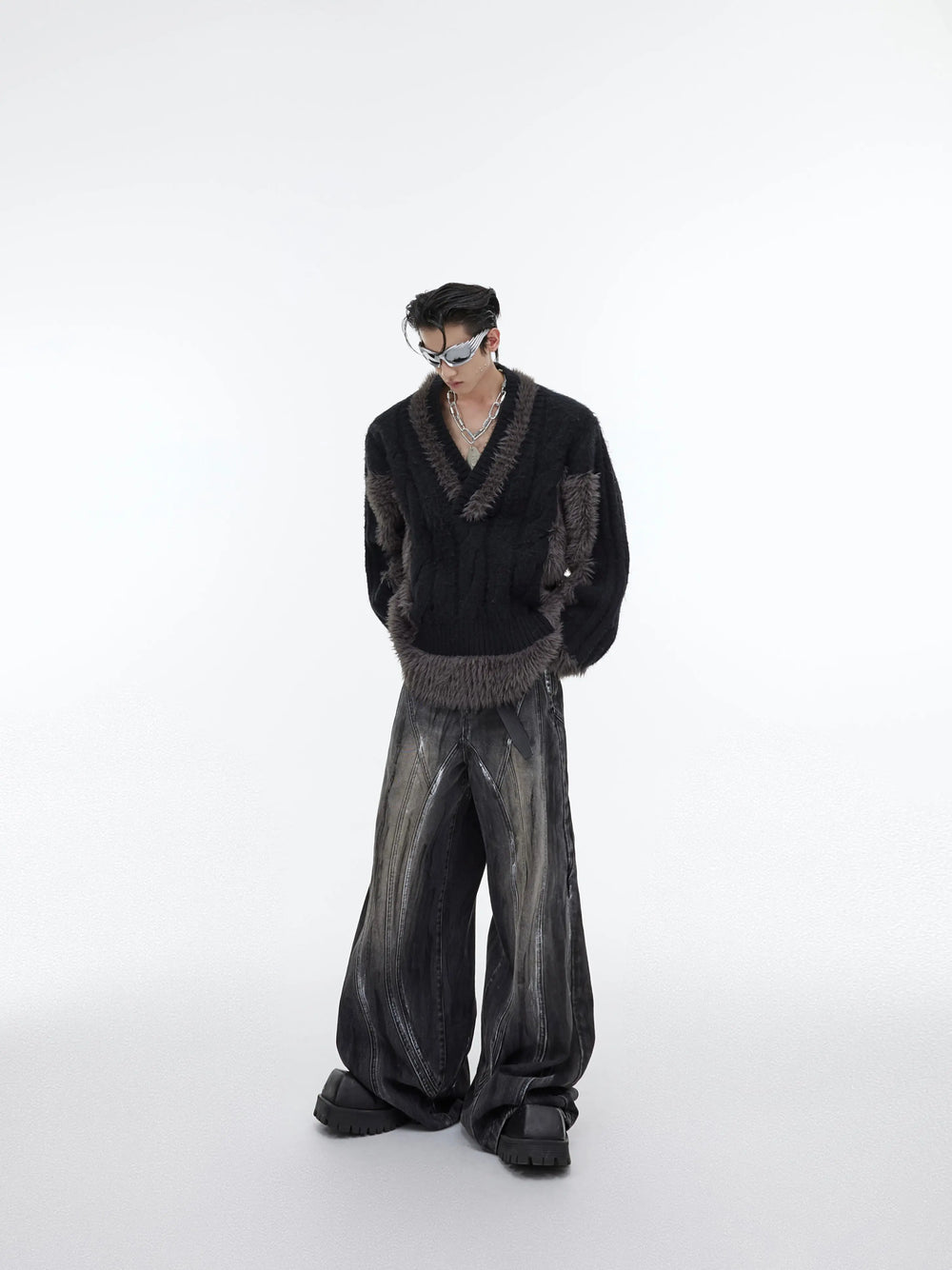 【23s September.】Plush V-neck Loose Sweater ArtsKoreanMan