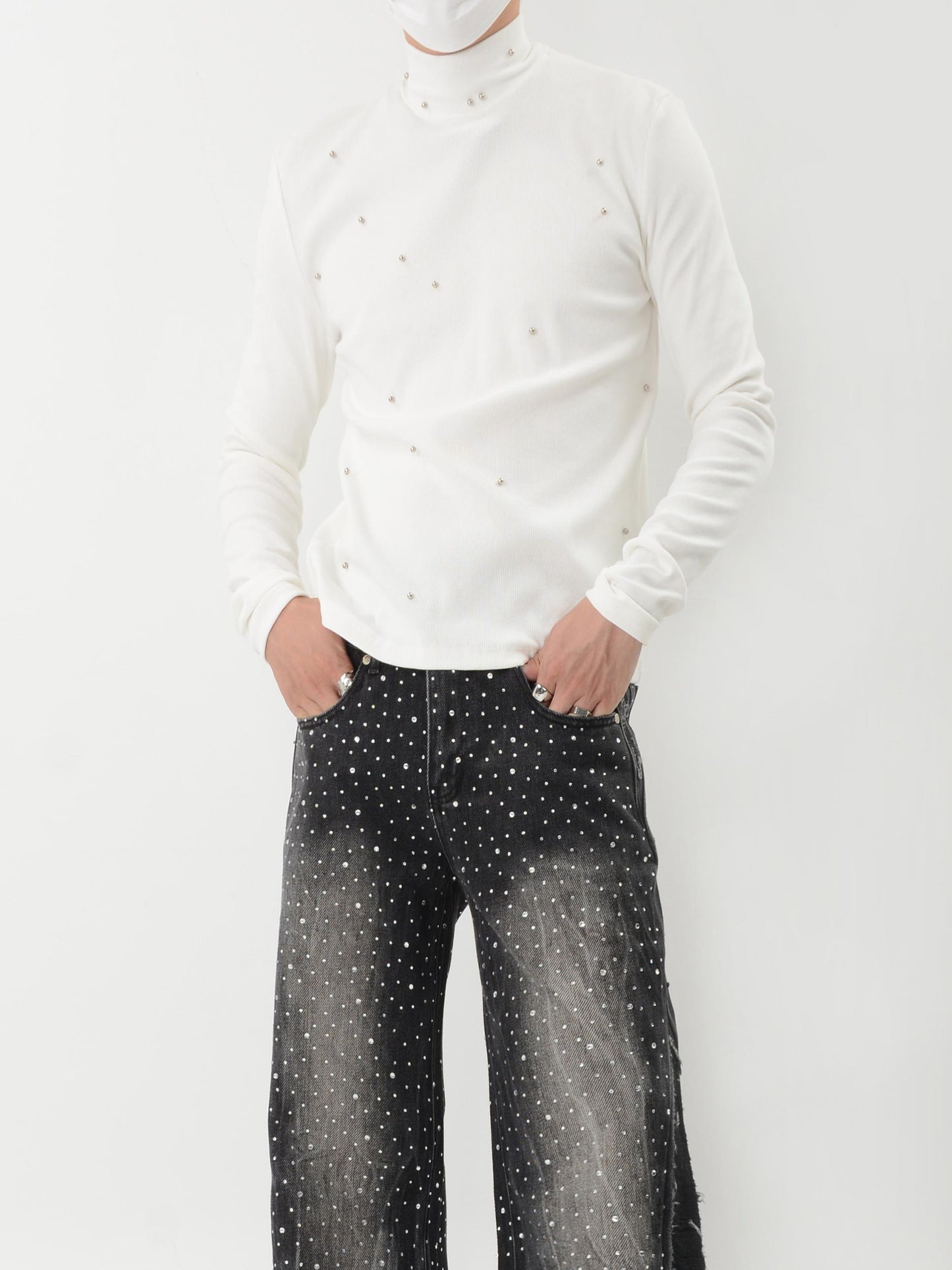 【24s Nov.】Metallic Pearl Embellished Bottoming Shirt