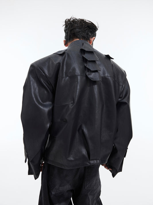 【24s February.】"Godzilla" Three-dimensional Textured Leather Jacket