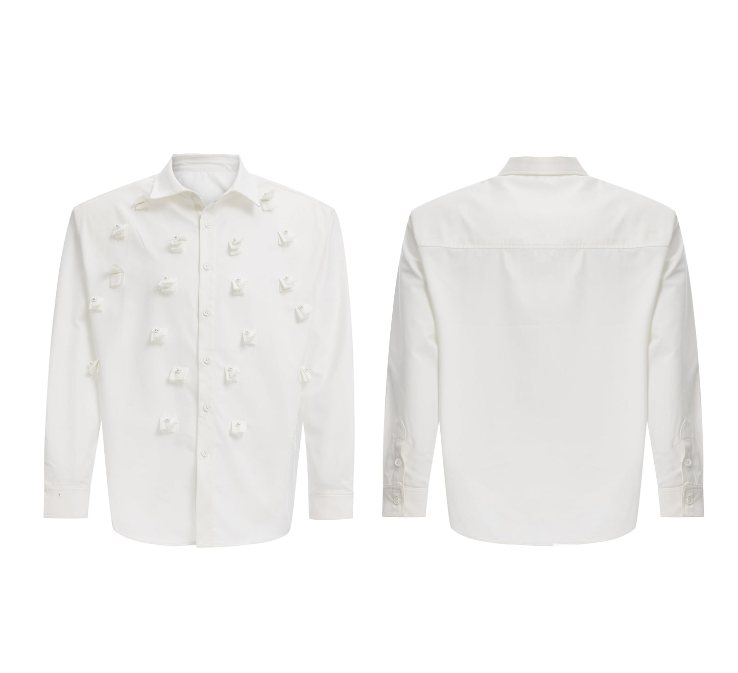 【25s Mar.】Small Pearl Embellished Shoulder Pad Shirt