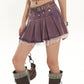 【24s July.】Hot Girl Lace Purple Denim Vest + Short Skirt