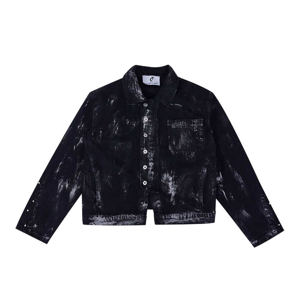 【24s March.】Metal Rivet Design Graffiti Denim Jacket + Jeans ArtsKoreanMan