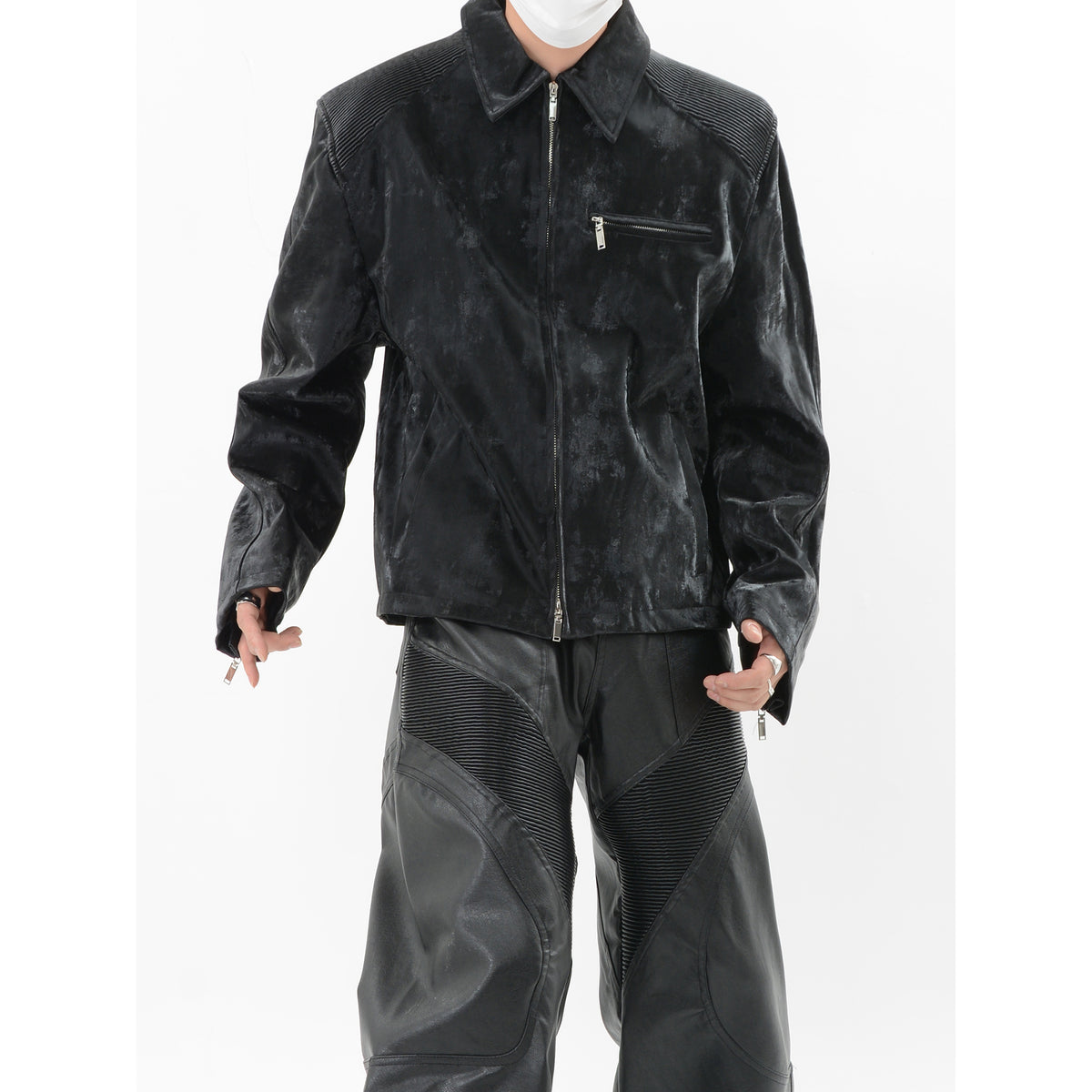 【24s Sep.】PU Leather Patchwork Jacket ArtsKoreanMan