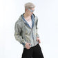 【24s Oct.】Heavy Vintage Distressed Metal Hooded Denim Jacket