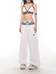 【24s July.】Hot Girl Plaid Stitching Casual Pants TrendyStyle101
