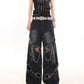 【24s February.】Metal Rivet Chain Cutout Jeans