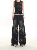 【24s February.】Metal Rivet Chain Cutout Jeans ArtsKoreanMan