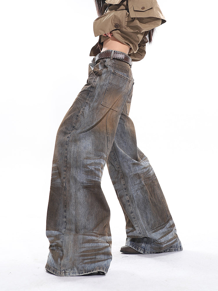 【24s March.】Heavy Distressed Wide Leg Jeans