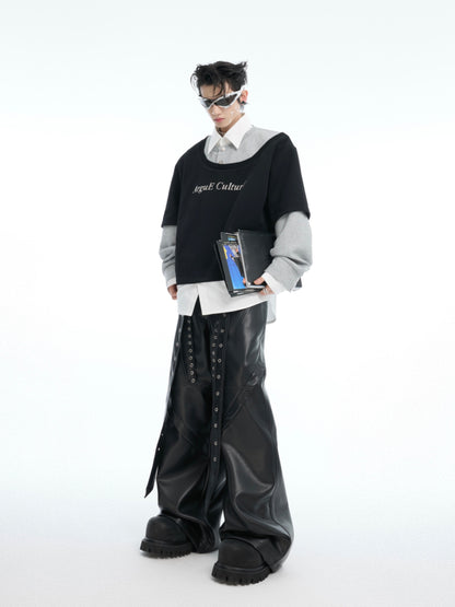 【25s Mar.】Niche Heavyweight Fake Three-piece Contrast Color Stitching Sweatshirt