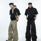 【24s June.】Deconstructed Patchwork Hooded T-shirt + Cargo Pants Suit