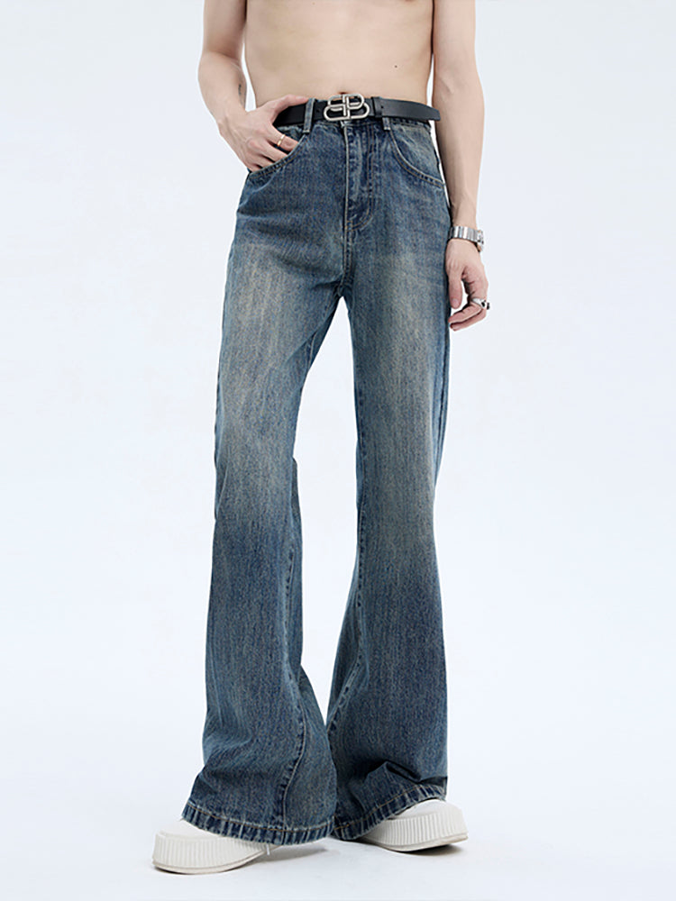 【24s Aug.】Cleanfit Light-colored Raw Pulp Flared Jeans