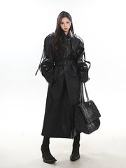 【23s December.】Long Belted Double-breasted Leather Coat ArtsKoreanMan