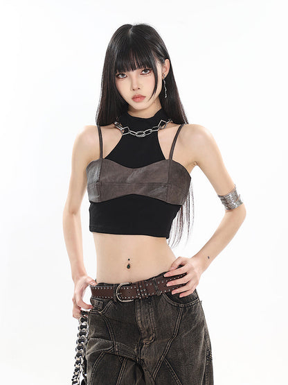 【24s July.】Sexy Leather Camisole Vest
