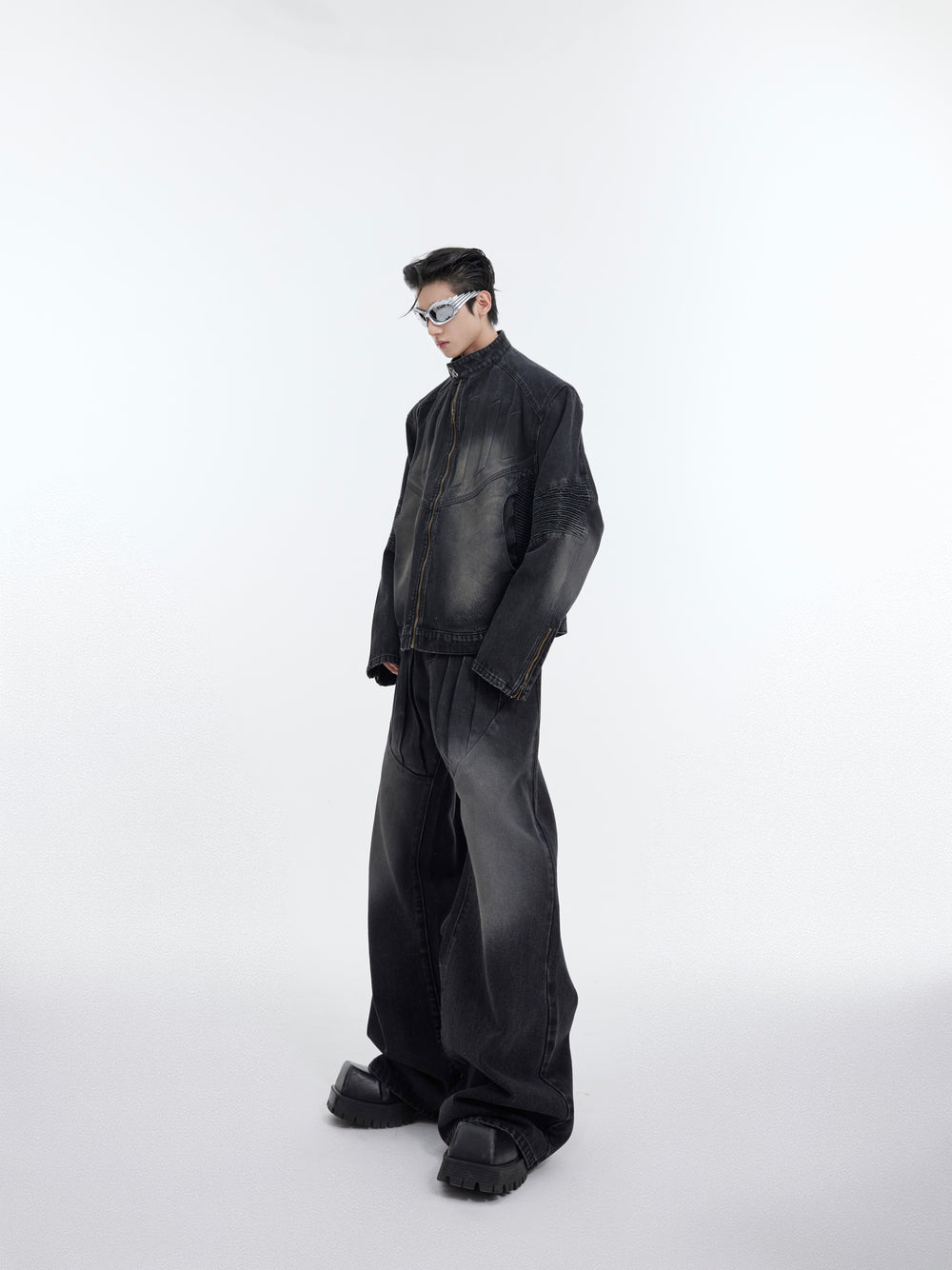 【24s January.】3D Relief Design Deconstructed Denim Suit ArtsKoreanMan
