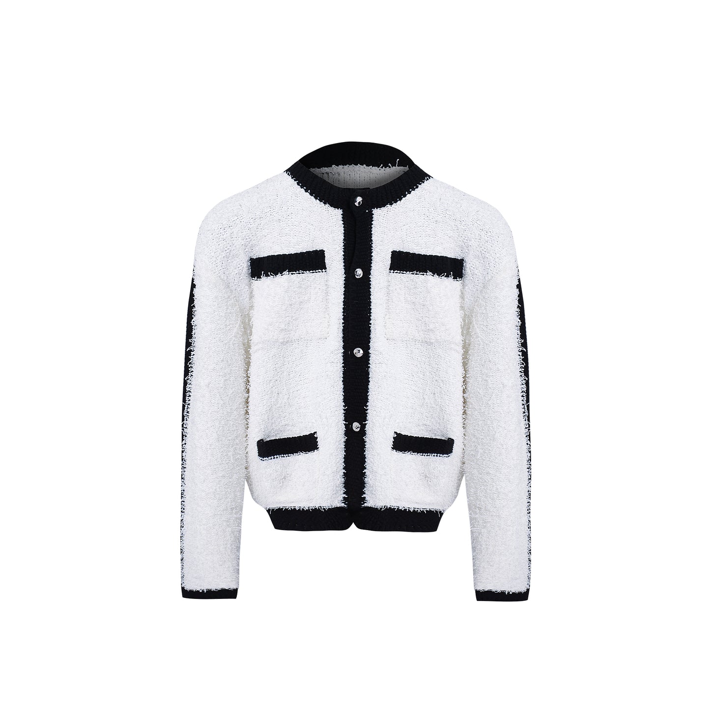 【24s Nov.】Plush Contrast Pocket Patchwork Sweater Jacket