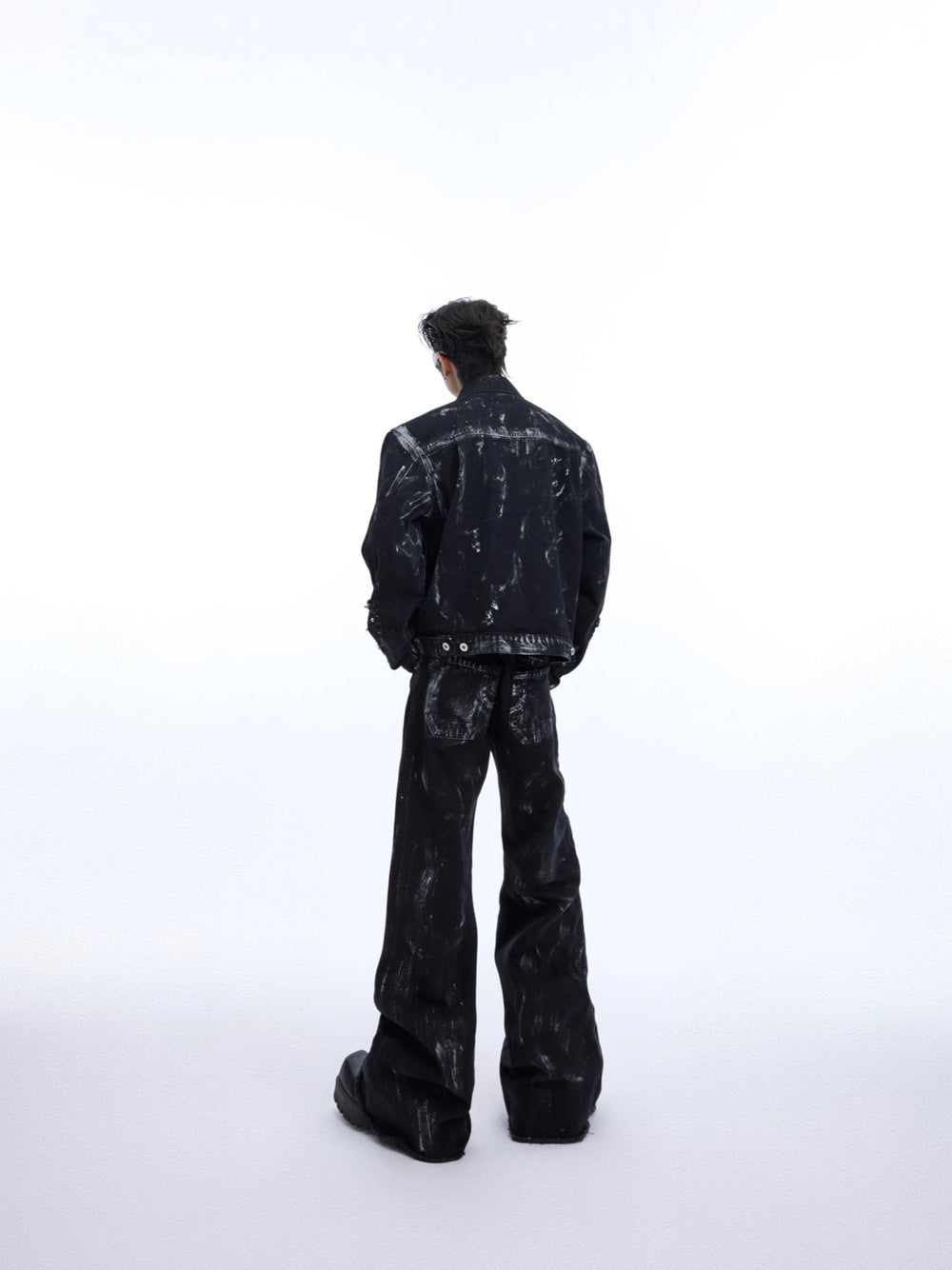 【24s March.】Metal Rivet Design Graffiti Denim Jacket + Jeans ArtsKoreanMan