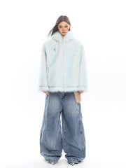 【25s Jan.】Light Blue Long-eared Rabbit Eco-friendly Fur Coat